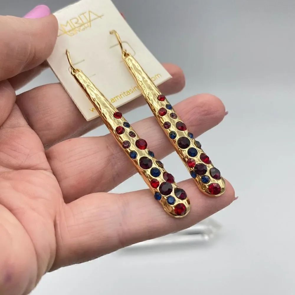Amrita Singh Austrian Crystal Gold Drop Earrings